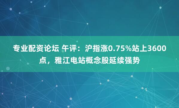 专业配资论坛 午评：沪指涨0.75%站上3600点，雅江电站概念股延续强势