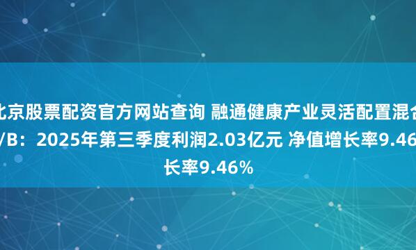 北京股票配资官方网站查询 融通健康产业灵活配置混合A/B：2025年第三季度利润2.03亿元 净值增长率9.46%